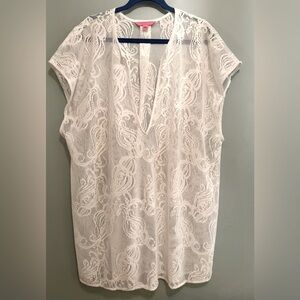 Lilly Pulitzer Aideen Cover-up Resort White Jellyfish Critter Crochet Size XL